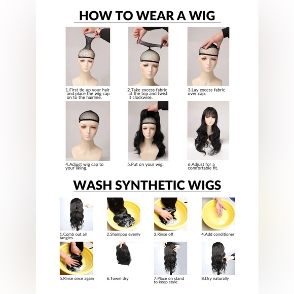 Wig with bangs dark brown/black - Picture 5 of 8